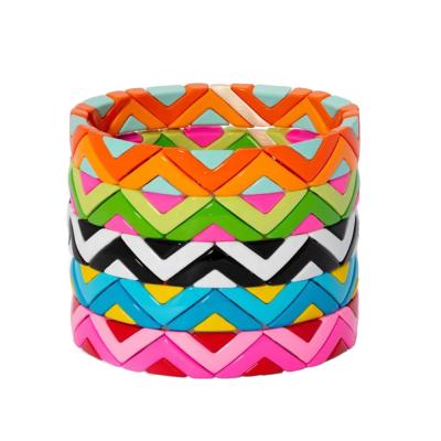 China 2020 Fashion Jewelry New Arrival Environmentally Friendly Metal Alloy Painted Rainbow Enamel Tile Beads Bracelets for sale