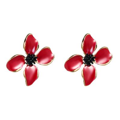 China FASHIONABLE Gold Plated Hot Sale Rainbow Hawaii Flower Enamel Red Stud Earrings 2020 Fashion Earrings for sale