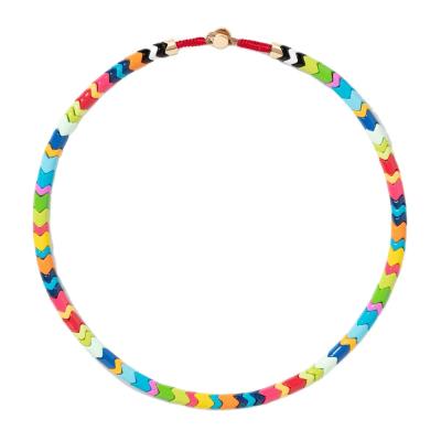 China Eco Friendly Bohemian Boho Enamel RA Snake Beads Necklace 2020 New Arrival Rainbow Tile Beads Choker Jewelry for sale