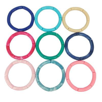 China Environmental Friendly Any Colors Available High Polished 8mm Thin Acrylic Tube Beads Bracelet for sale