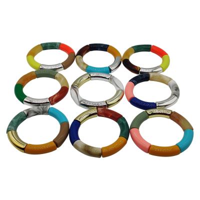 China Environmental Friendly Multi Colors Clear Blue Round Tube Beads Designer Clear Bangle Acrylic Resin Bangle Custom Acrylic Bangle Resin Bangle for sale