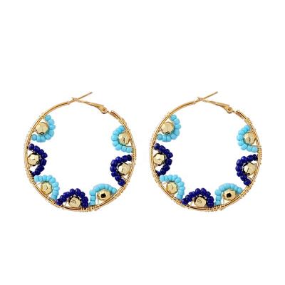 China TRENDY Gold Filled Circle Earrings Colorful Seed Beads Wire Wrapped Tropical Earrings for sale