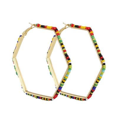 China 2020 TRENDY colorful glass seed new fashion statement jewelry bead geometric shape dangle circle earrings jewelry for unisex for sale