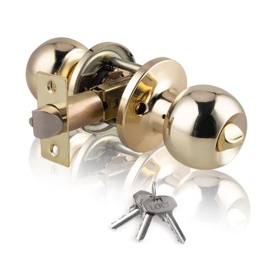 China Easy Installation And Durable Polished Ball Brass Dummy Entry Door Knob With Lock for sale