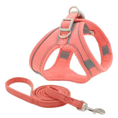 China New Arrival Thoughtful Wholesale Designer Custom Made Adjustable Suede Dog Backpack Harness and Leash Dog Harness Set for sale