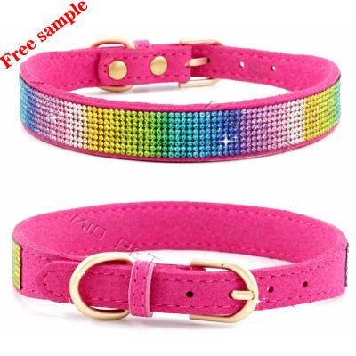 China Puppy Collar And Leash Set Personalized Soft Leather Bling Faux Stone Bowknot Medium Luxury Dog Collar Small for sale