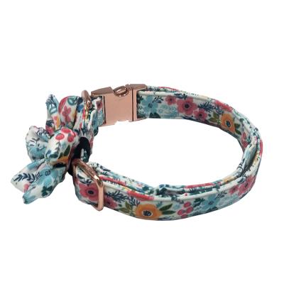 China Amazon Hot Sale Fashion Custom Breathable Luxury Dog Puppy Collar Flower Adjustable Link Personalized Dog Collars With Bow Link for sale