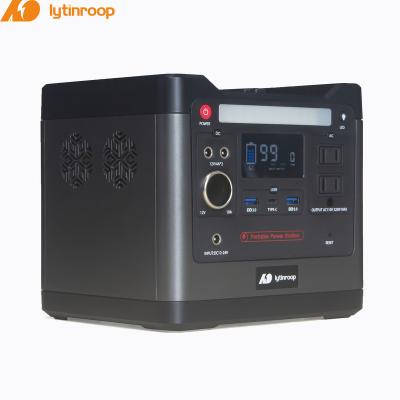 China Outdoor Home 110v 220v Lifepo4 Type C Large Capacity Generator Bank 1000w Solar Portable Power Station for sale