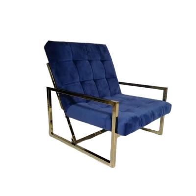 China Luxury Simple Blue Modern Lazy Modern Metal Chair Design Navy Gold Navy Velvet Living Room Velvet Sofa Accent Chairs With Arms for sale