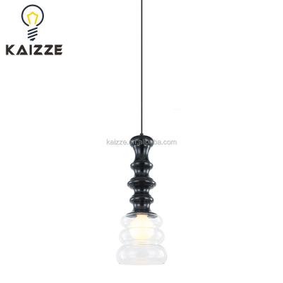 China E27/E26/E14 Contemporary Handcrafted Black Colored Glass Ceiling Light / Glass Drop Lamp for sale