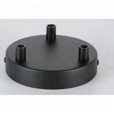 China Antique 3 Holes Lamp Canopy Ceiling Plate Metal Round Ceiling Bracket Black Color for sale