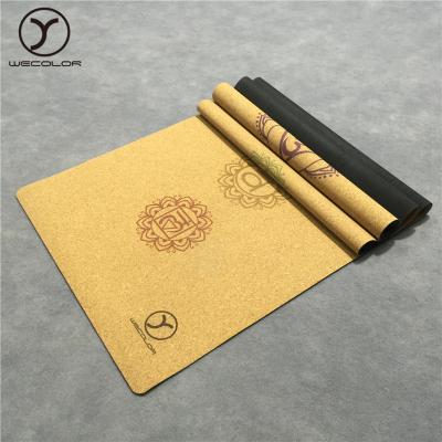 China Eco-friendly Natural Rubber+cork oak cork natural rubber yoga mat with custom printing for sale