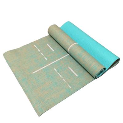 China Custom High Quality Eco Friendly Unisex Printed Set Natural rubber+Jute OEM Natural Rubber Cover Large Jute Yoga Mat With Strap for sale