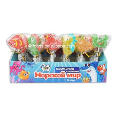 China Natural Sea World Ocean Jelly Pop Soft Lollipop Candy for sale