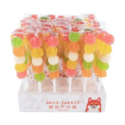 China Normal Colorful Ball Drop Shaped Soft Shaped BBQ Stick Jelly Lollipop Candy for sale