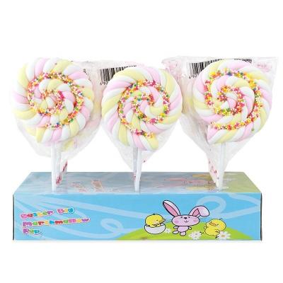 China Full Size Giant Swirl Hear To Shape Twist Marshmallow Pop Lollipop Candy Candies for sale