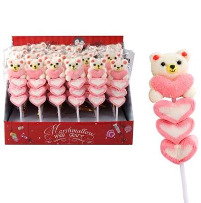 China 13g 18g 20g Bear Heart Fish and Beef Gelatin Marshmallow Pop Lollipop Candy Natural HALAL Cotton Candy for sale