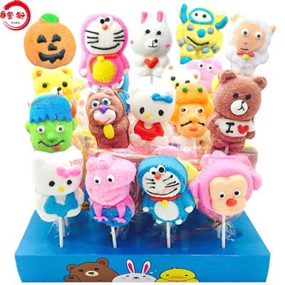 China Mix Natural Animal Shapes Stick Marshmallow Pop BBQ Cotton Lollipop Candy for sale