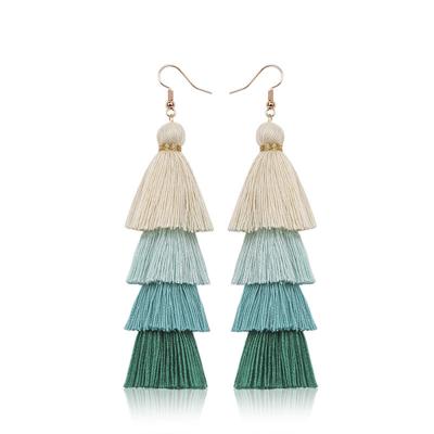 China Europe Summer Jewelry Decoration Women Multilevel Earring With Tassel Girls Fashion Earring Women Tassel Circle Earring Long for sale