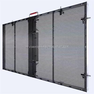 China 20ft x 30ft p5 p6 p8 p10 front access novastar outdoor advertising led curtain led transparent mesh for sale