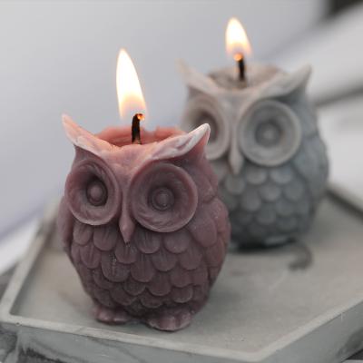 China 3D Cute Cartoon Viable DIY Candle Silicone Owl Aroma Candle Tool Handmade Soap Mold for sale