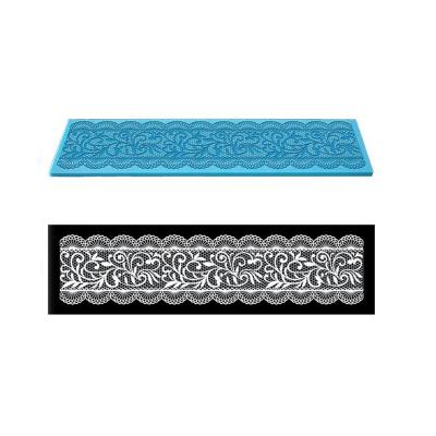 China Viable Wedding Decoration Silicone Mat Kitchen Fondant Lace Mold Flowers Silicone Lace Baking Mat Sugarcraft Cake Mold Color Blue for sale