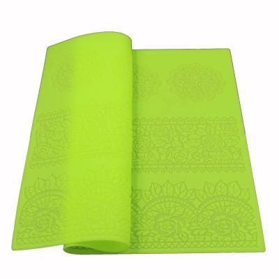 China Viable Bakeware Flowers Silicone Lace Mat Kitchen Cake Decoration Sugar Lace Mold Fondant Cake Decorating Tools Color Green for sale