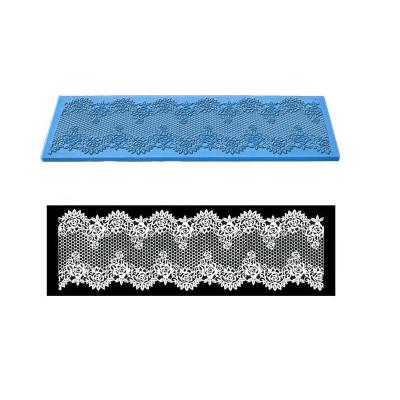 China Wedding Decoration Flower Pattern Viable Silicone Lace Mat Kitchen Sugar Lace Mold Silicone Baking Mat Fondant Cake Mold Color Blue for sale