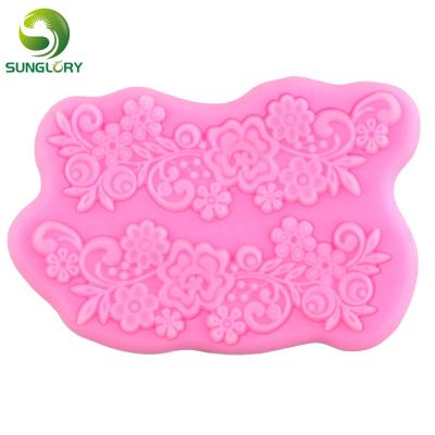 China Viable Flower Silicone Lace Mold Sugar Silicone Lace Mat Soap Mold For Cake Decorating Fondant Lace Mold Cupcake Baking Tools for sale