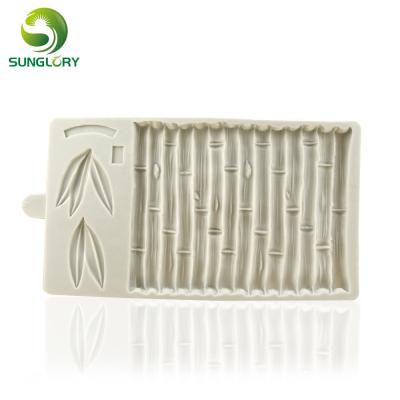 China Sustainable Silicone 3D Mold Sugarcraft Cake Border Fondant Cake Mold Bamboo Cake Decorating Tools Chocolate Gumpaste Mold Baking Tools for sale