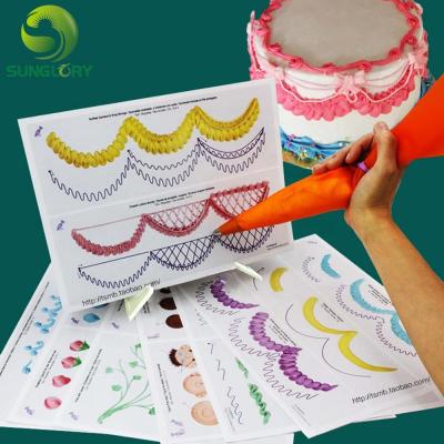 China Viable Baking Tools 12PCS Piping Practice Board 23 Cream Decorating Pages Icing Pastry Beginner Paper Including 1PC Transparent Plate for sale