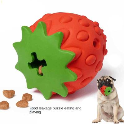 China Sustainable New Pet Product Natural Rubber Strawberry Style Treat Dispenser Eco Friendly Dog Chew Toy For Aggressive Chew for sale