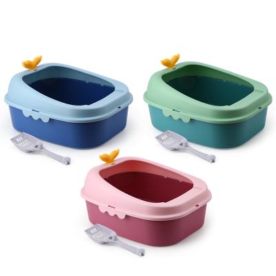 China Cats Bin Cat Tray Scoop Toilet Pet Viable Plastic Bedpan Splatter Anti Large Kitten Clean Cat Sand Box for sale