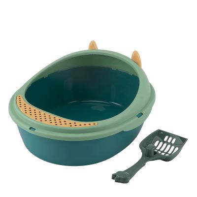 China New Designer Large Sustainable Cat Toilet Pet Supplies Plastic Semi Closed Easy-to-Clean Kitten Trash Can for sale