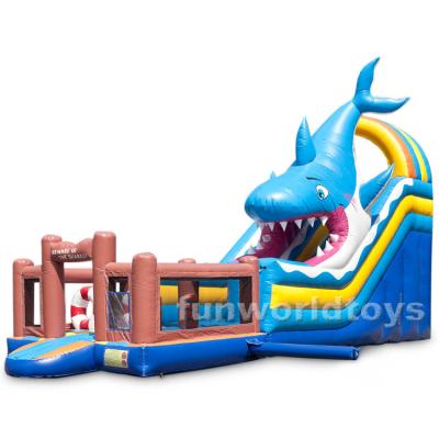 China Rental or Home Use Factory Directly Sell Inflatable Shark Bounce House with Slide Inflatable Shark Game Combo Game for Events for sale