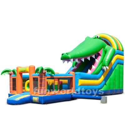 China Commercial Outdoor Bouncy Castle Rental Or Home Use Crocodile Bouncer Super Jumping House Combo With Slide For Sale for sale