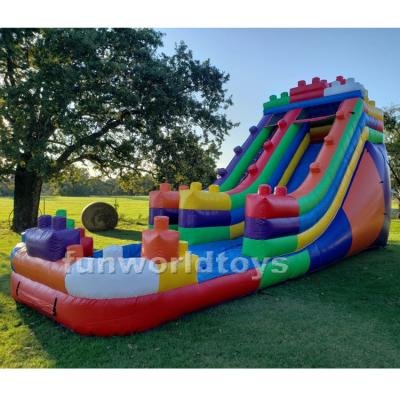 China 2022 Rental or Home Use Top Selling Inflatable Block Water Slide Commercial 18' Single Lane Water Slides For Party for sale