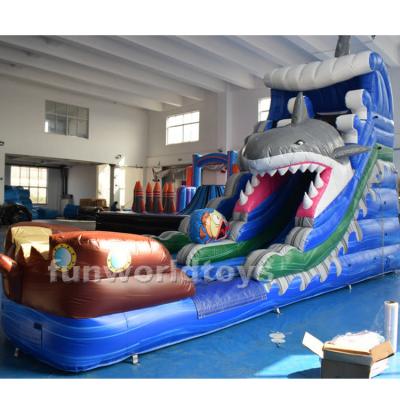 China High Quality Commercial PVC Shark Water Slide Shark Theme Inflatable Water Slide Hot Rental Or Home Use Backyard Use For Kids for sale