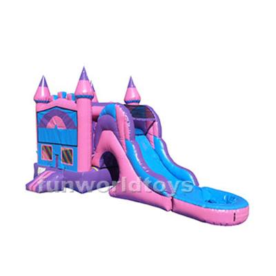 China Rental or Bounce House Pink Inflatable House Use Combo Inflatable Slide with Pool for Sale for sale