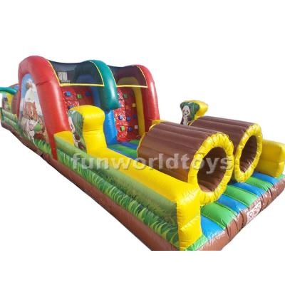 China Kids Zoo Rental Or Home Use Inflatable Obstacle Course With Inflatable Animal Slide Obstacle Course for sale