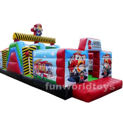 China Cheap Funny Inflatable Fire Fighter Comb Obstacle Course Rental or Home Use Inflatable Obstacle Course Great For Party for sale