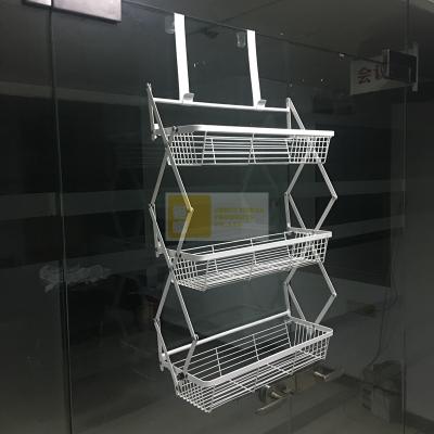 China Home Furniture 3 Layer Bathroom Wire Wall Shelves Folding Wall Mount Door Shelf for sale