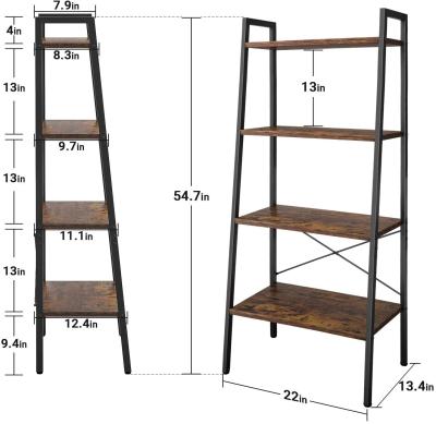 China 4-Tier Bookcase and Convertible Metal Book Case Industrial Book Shelves for Living Room for sale