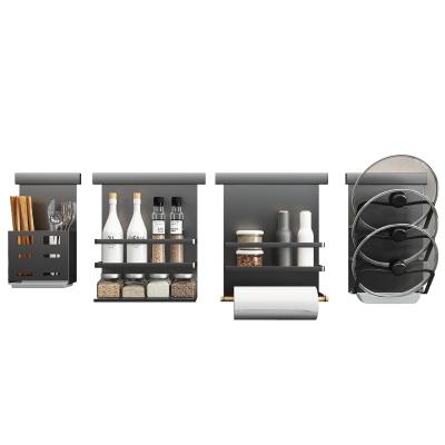 China Sustainable Multifunctional Aluminum Kitchen Tools Wall Mounted Storage Shelf Racks for sale