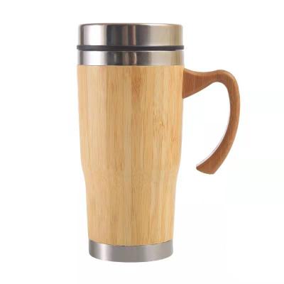 China 300-700ml Thermos Cup 304 Stainless Steel Morning Water Bottles Gift Minimalist Eco-Friendly Bamboo Wooden Mug for sale