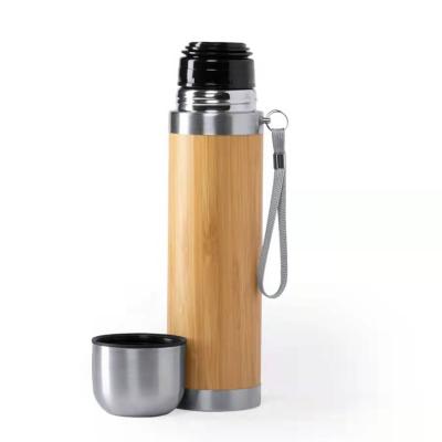 China Lovers Inscription Minimalist Bamboo Stainless Steel Vacuum Thermos Mug Eco - Friendly for sale