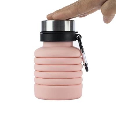 China 550ml Sport 550ml Portable Gym Travel Gym Silicone Free Outdoor Collapsible Sports Bpa Foldable Water Bottles With Custom Logo for sale