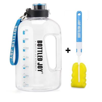 China PORTABLE Custom Logo Gym Jug Gym Water Bottles Bpa Free Custom Logo Plastic Motivational Water Bottles With Sleeve for sale