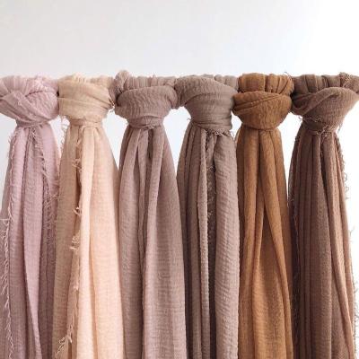 China Apparel Decoration Cotton Press Wrinkle Head Wholesale Hijab Scarf for sale