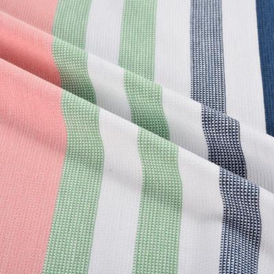 China Breathable Latest Fabric For Mens Shirts Knit Cotton Spandex Jersey Fabric Polyester Stripe Fabric for sale